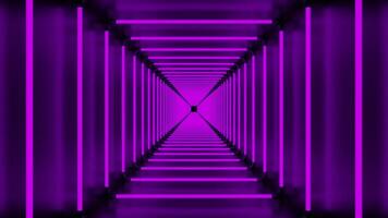 Purple squares creating a tunnel.Design.Corridor that is highlighted with various different purple shades in 3d. video