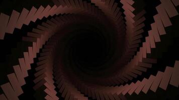 abstrato espiral em forma padronizar com fiação tijolos em uma Preto fundo, desatado laço. Projeto. lentamente rotativo colorida industrial turbilhão. video
