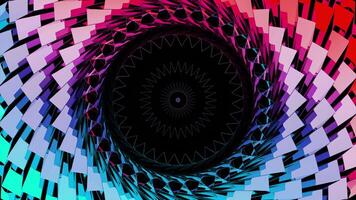 Motion graphics sci fi colorful spinning tunnel, seamless loop. Design. Pulsating kaleidoscopic pattern creating endless circles. video