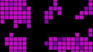 Abstract visualization of audio equalizer application screen on a black background. Design. Blinking and moving colorful squares. video