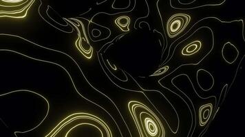 Curved line from moving energy pattern. Design. Curved flow with oval neon lines in pattern. Moving energy pattern with rounded lines in flow on black background video