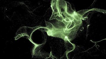 Magical sand pattern in air. Design. Glowing sand pollen disappears in rewind. Beautiful pattern of sand particles in air on black background video