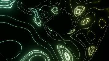 Moving random wavy texture. Design. Psychedelic animated abstract shapes on black background, toxic substance. video