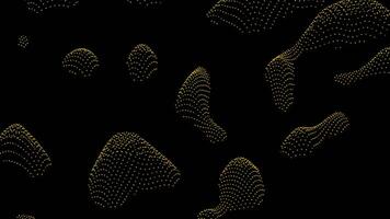 3D spots move on black surface. Design. Dotted living spots move and change on black background. Bacterial or molecular moving spots video