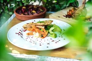 Colorful Array of Vegetables Arranged on a White Plate photo