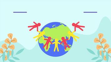 Animated World Population Day Concept. Full length animation illustration. High quality 4k footage. video