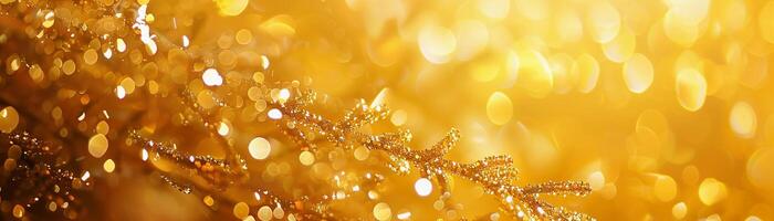 Glamorous golden hour backdrop with a yellow background, glittering lights, sequins, and metallic accents photo