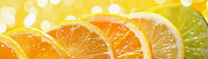 Bright Citrus Party, Citrus-themed party backdrop with a yellow background, oranges, lemons, and limes photo