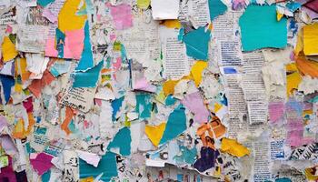 Crumpled newspaper texture background photo