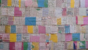 Crumpled newspaper texture background photo