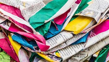Crumpled newspaper texture background photo