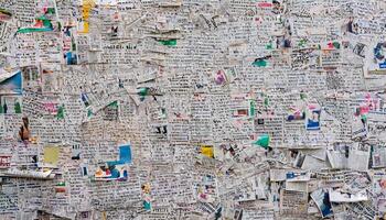 Crumpled newspaper texture background photo
