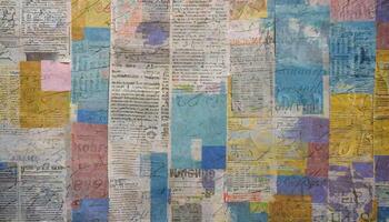 Crumpled newspaper texture background photo
