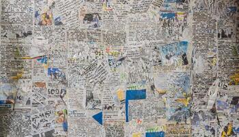 Crumpled newspaper texture background photo
