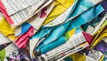 Crumpled newspaper texture background photo