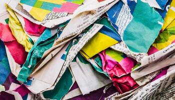 Crumpled newspaper texture background photo