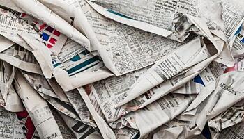 Crumpled newspaper texture background photo