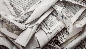 Crumpled newspaper texture background photo