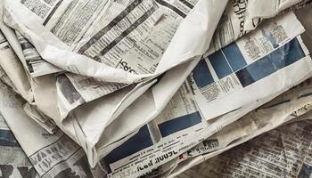 Crumpled newspaper texture background photo