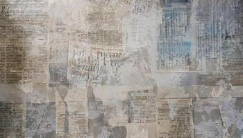 Crumpled newspaper texture background photo