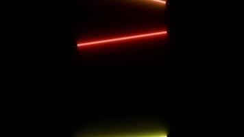 Moving neon lights. Design. Minimalistic animation with neon lights. Colored neon lights move on black background video
