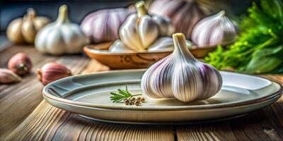 Fresh Garlic popular vegetable rich in various nutrients photo
