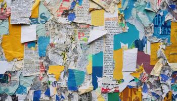 Crumpled newspaper texture background photo