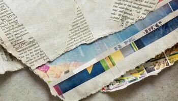 Crumpled newspaper texture background photo
