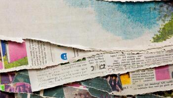 Crumpled newspaper texture background photo