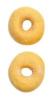 Top view set of two delicious Cinnamon Sugar Mini Donuts isolated on white background with clipping path photo