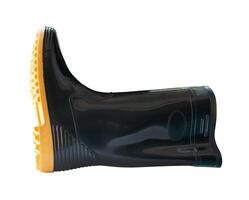 Side view of gumboots or black rubber boots for working in garden isolated on white background with clipping path photo
