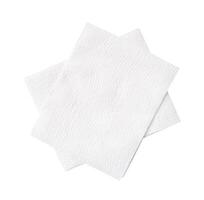 Top view of folded white tissue paper in stack isolated on white background with clipping path photo