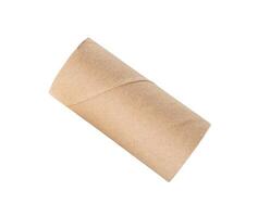 Top view of single brown tissue paper core isolated on white background with clipping path photo
