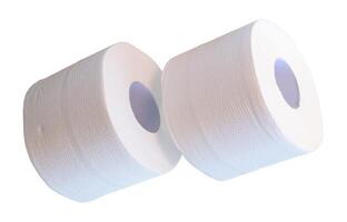 Side view set of white tissue paper rolls isolated on white background with clipping path photo