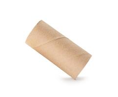 Side view of single brown tissue paper core isolated on white background with clipping path photo