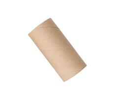 Top view of single brown tissue paper core isolated on white background with clipping path photo