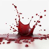 A splash of red liquid on a white background photo