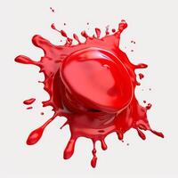 A splash of red liquid on a white background photo