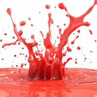 A splash of red liquid on a white background photo