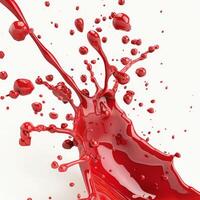 A splash of red liquid on a white background photo