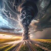 A tornado is blowing through a field photo