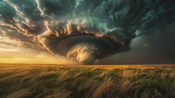 A tornado is blowing through a field photo