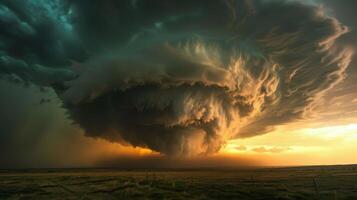A tornado is blowing through a field photo