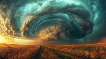 A tornado is blowing through a field photo