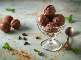 A bowl of ice cream with a spoon in it photo