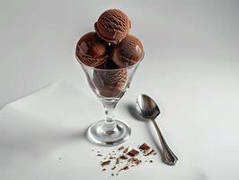 A bowl of ice cream with a spoon in it photo