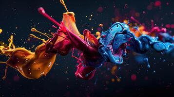 Abstract liquid splash, color and waves photo