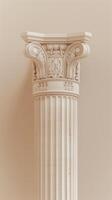 Classic White Corinthian Column Capital on a Neutral Background photo