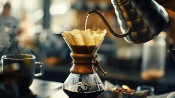 Making coffee using a dripper and filter paper photo