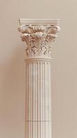 Classic White Corinthian Column Capital on a Neutral Background photo